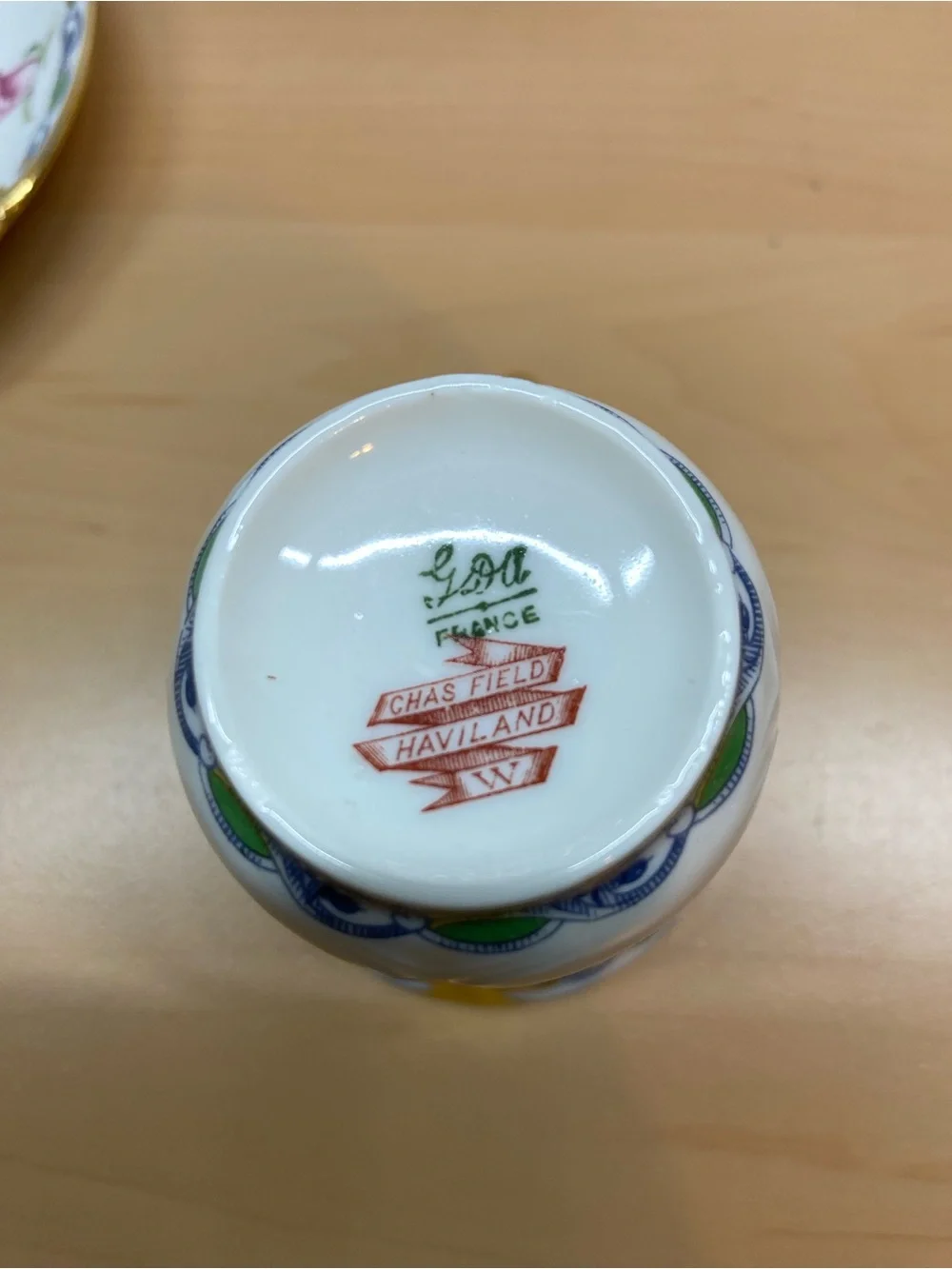 Vintage Porcelain Floral Demitasse Cup & Saucer - White with Gold Trim
